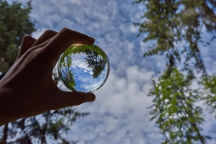 looking through glass sphere